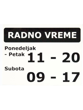 Nalepnica sa radnim vremenom za radnje i firme